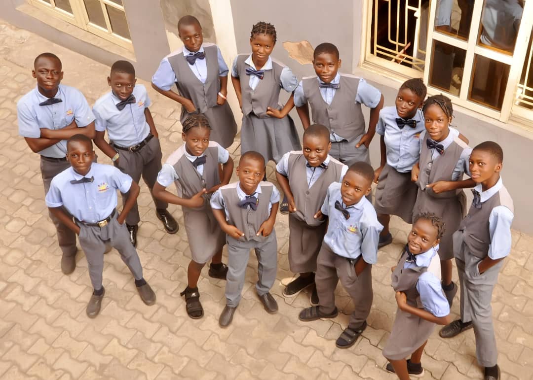Junior Secondary students at Adeoti Group of Schools in official vest uniforms